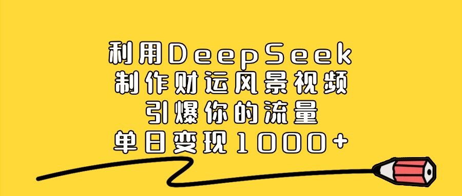 利用DeepSeek制作财运风景视频,引爆视频流量,单日变现1000+-我爱项目网