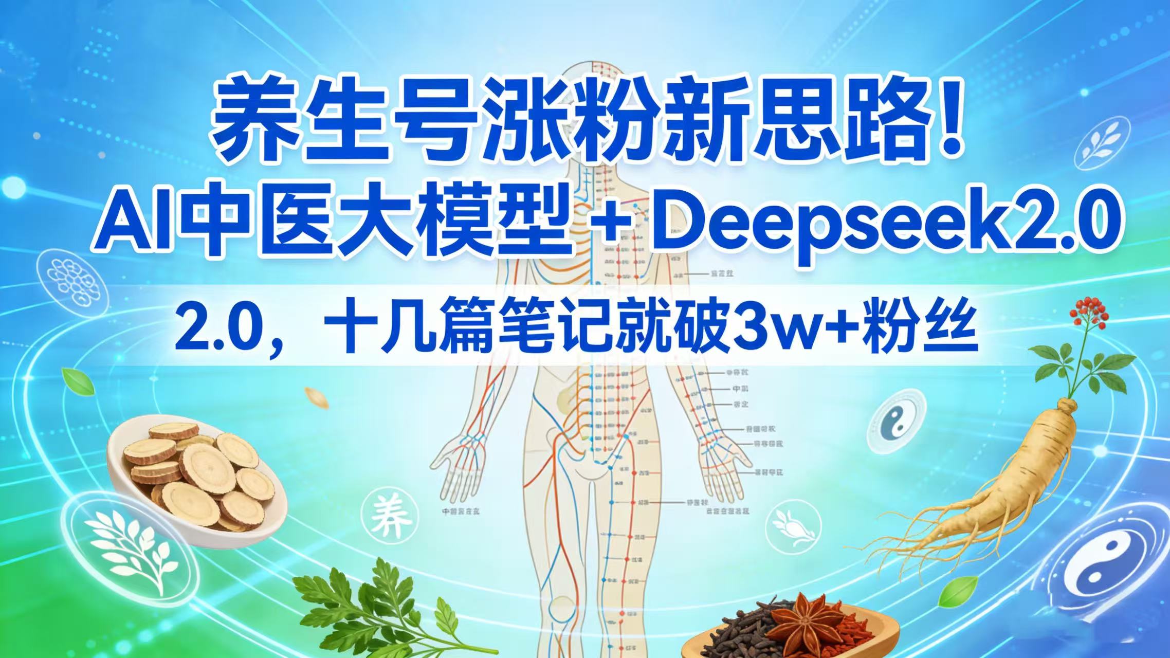 养生号涨粉新思路！AI 中医大模型 + Deepseek 2.0，十几篇笔记就破 3w + 粉丝-我爱项目网
