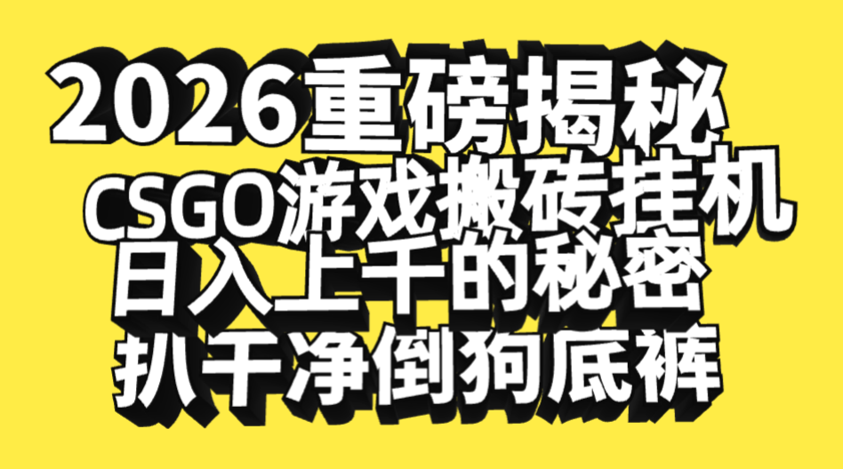 2026开年重磅解密，CSGO游戏搬砖挂机日入上千的秘密，把倒狗的底裤扒干净，毫无保留-我爱项目网