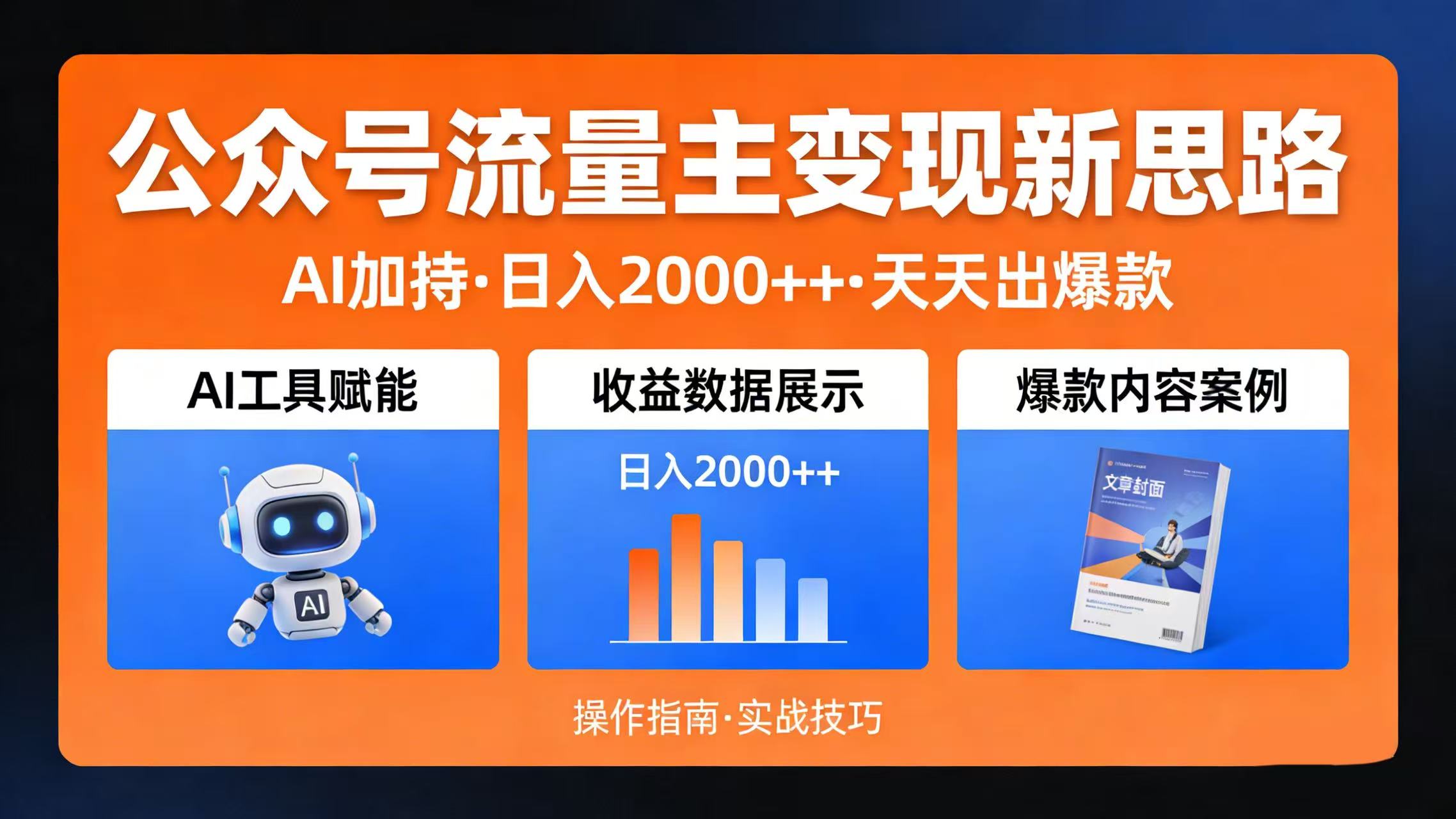 公众号流量主变现新思路：AI 加持，日入 2000++ 天天出爆款-我爱项目网
