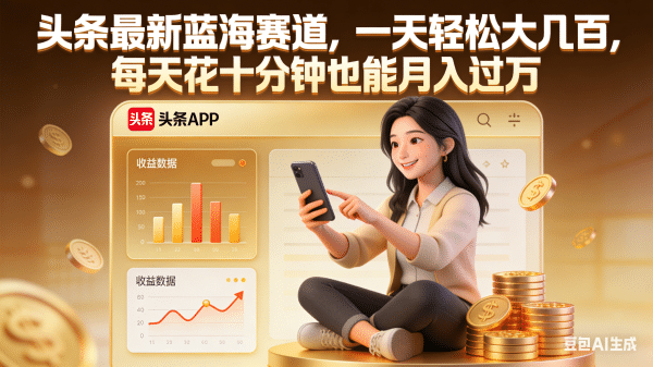 头条最新蓝海赛道，一天轻松大几百，每天花十分钟也能月入过万-我爱项目网