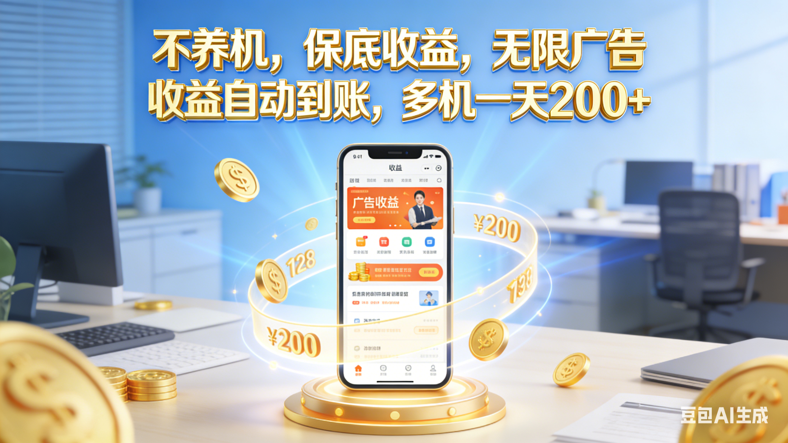 不养机，保底收益，无限广告，收益自动到账，多机一天200+-我爱项目网