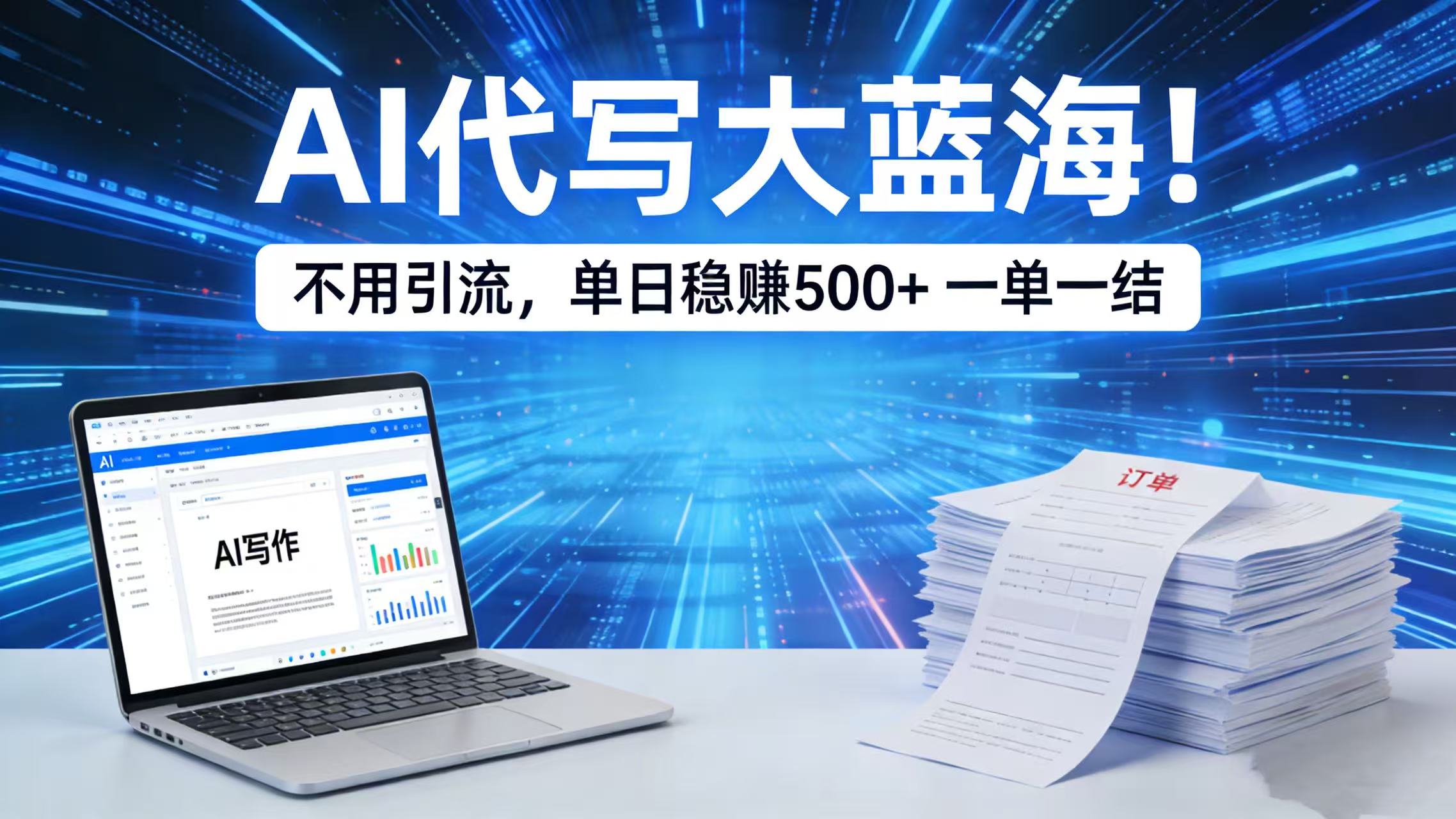 AI 代写大蓝海！不用引流，单日稳赚 500 + 一单一结-我爱项目网