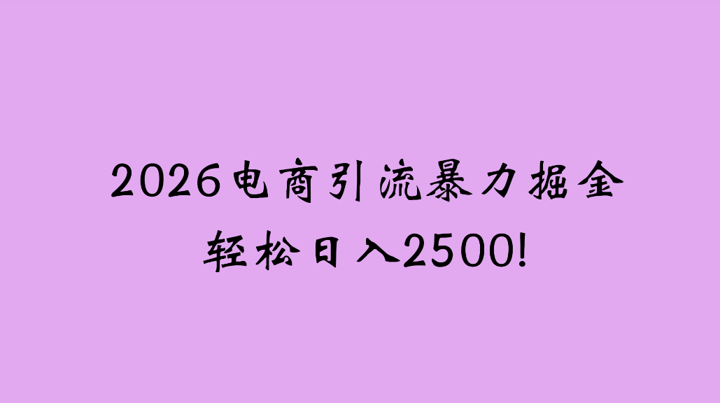 2026电商引流新玩法，日引200，日可入2500+-我爱项目网