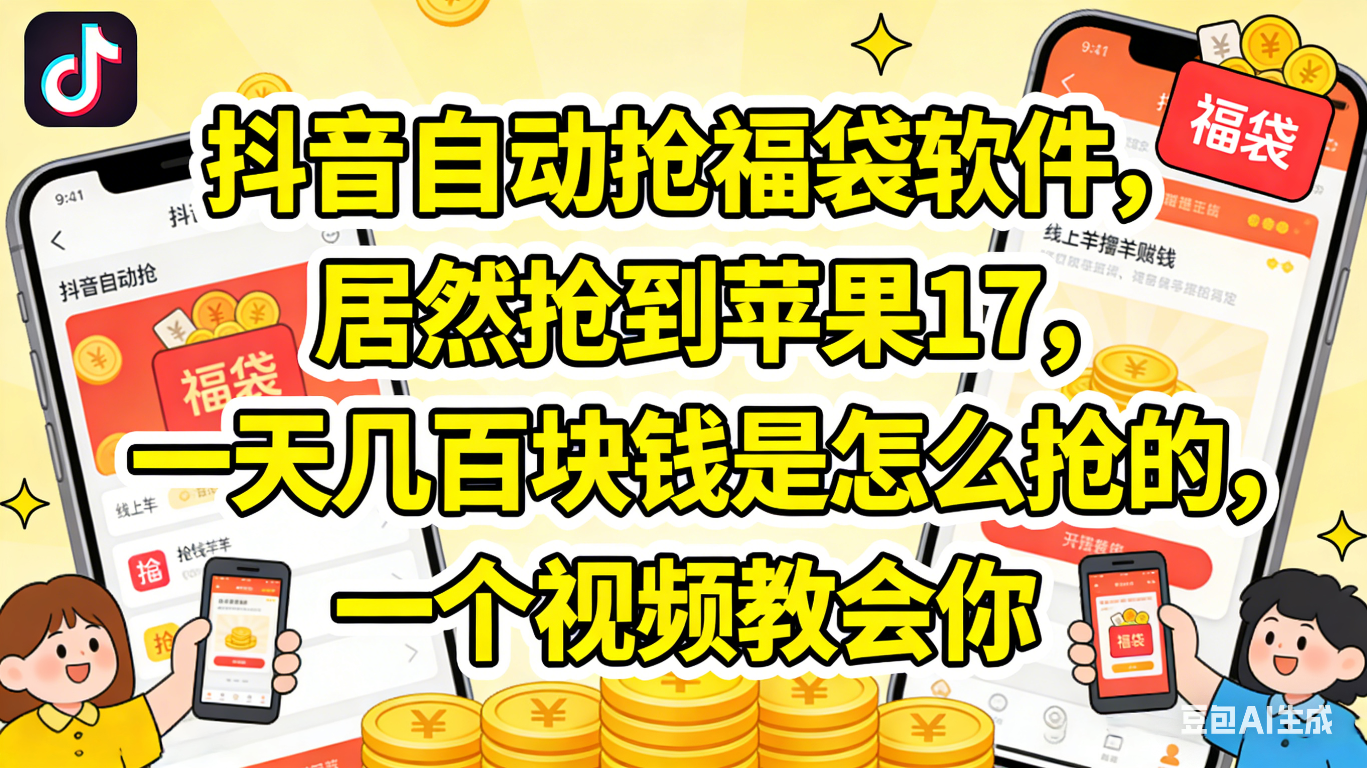 抖音抢福袋，居然抢到苹果17，一天几百块钱是怎么抢的，一个视频教会你-我爱项目网
