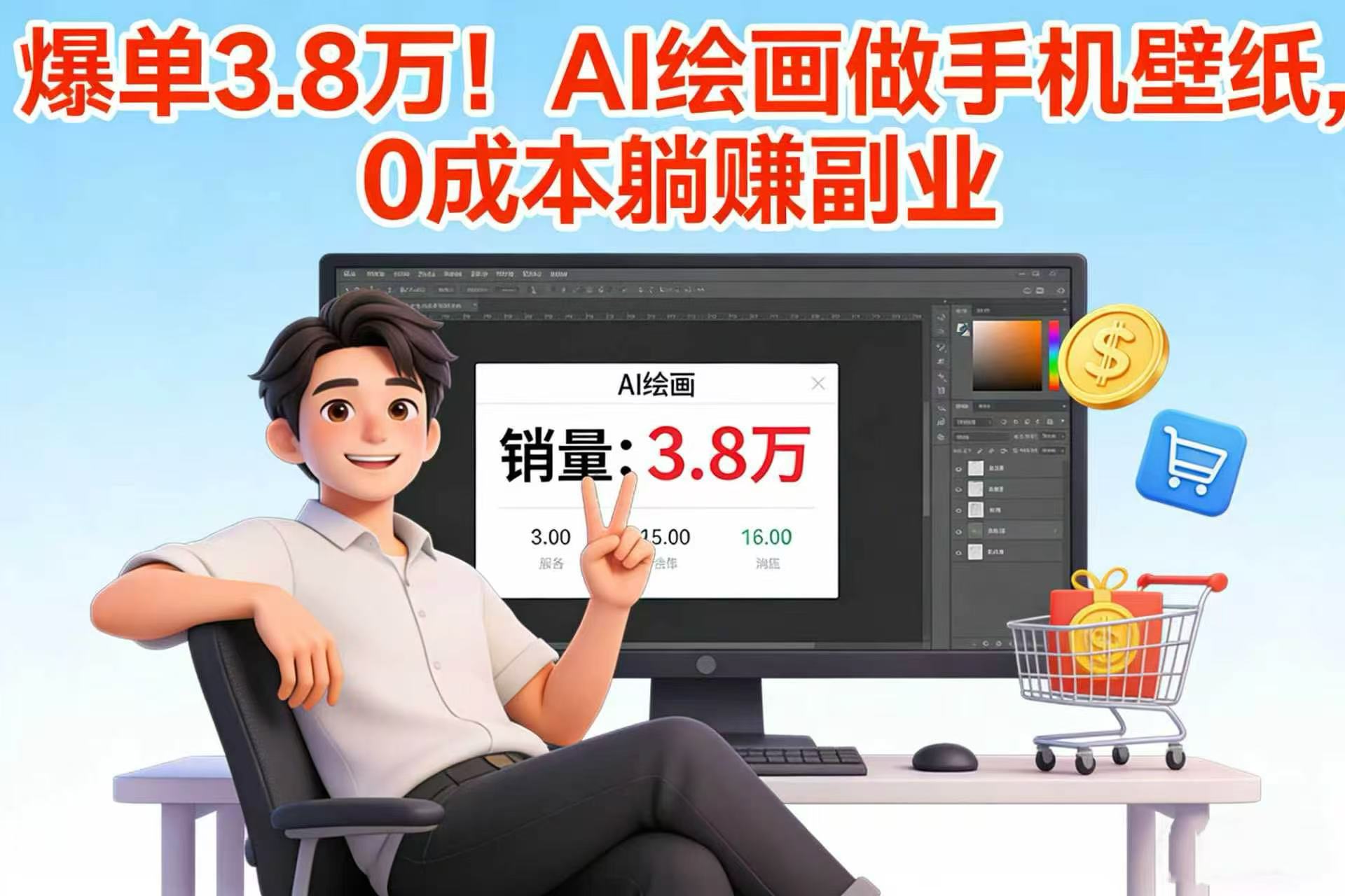爆单 3.8 万！AI 绘画做手机壁纸，0 成本躺赚副业-我爱项目网