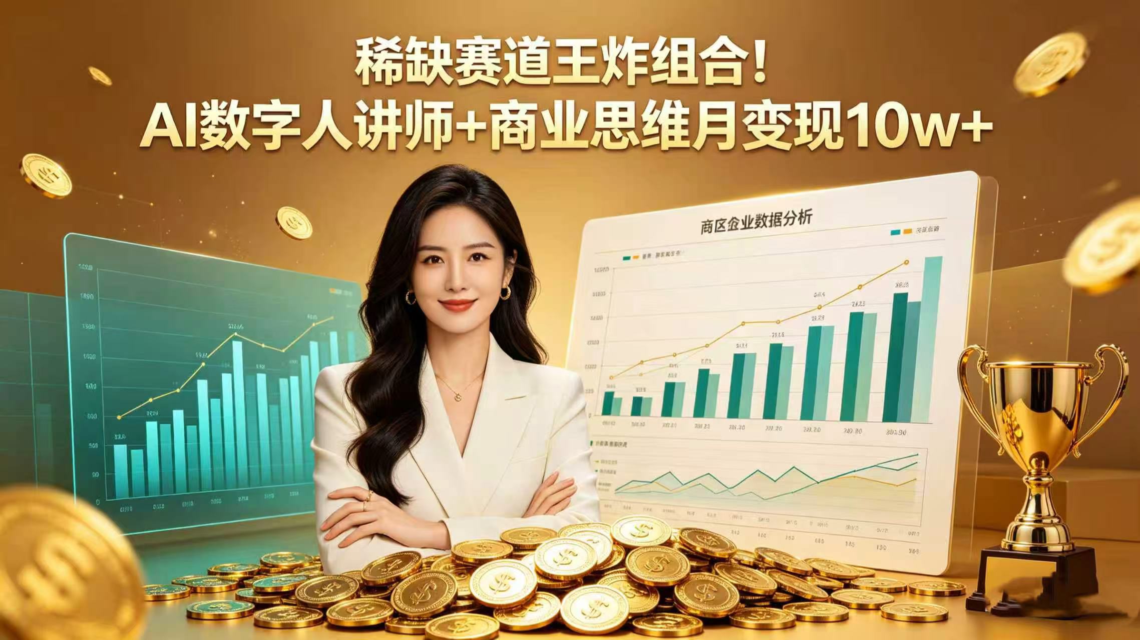 稀缺赛道王炸组合！AI 数字人讲师 + 商业思维 月变现 10w+-我爱项目网