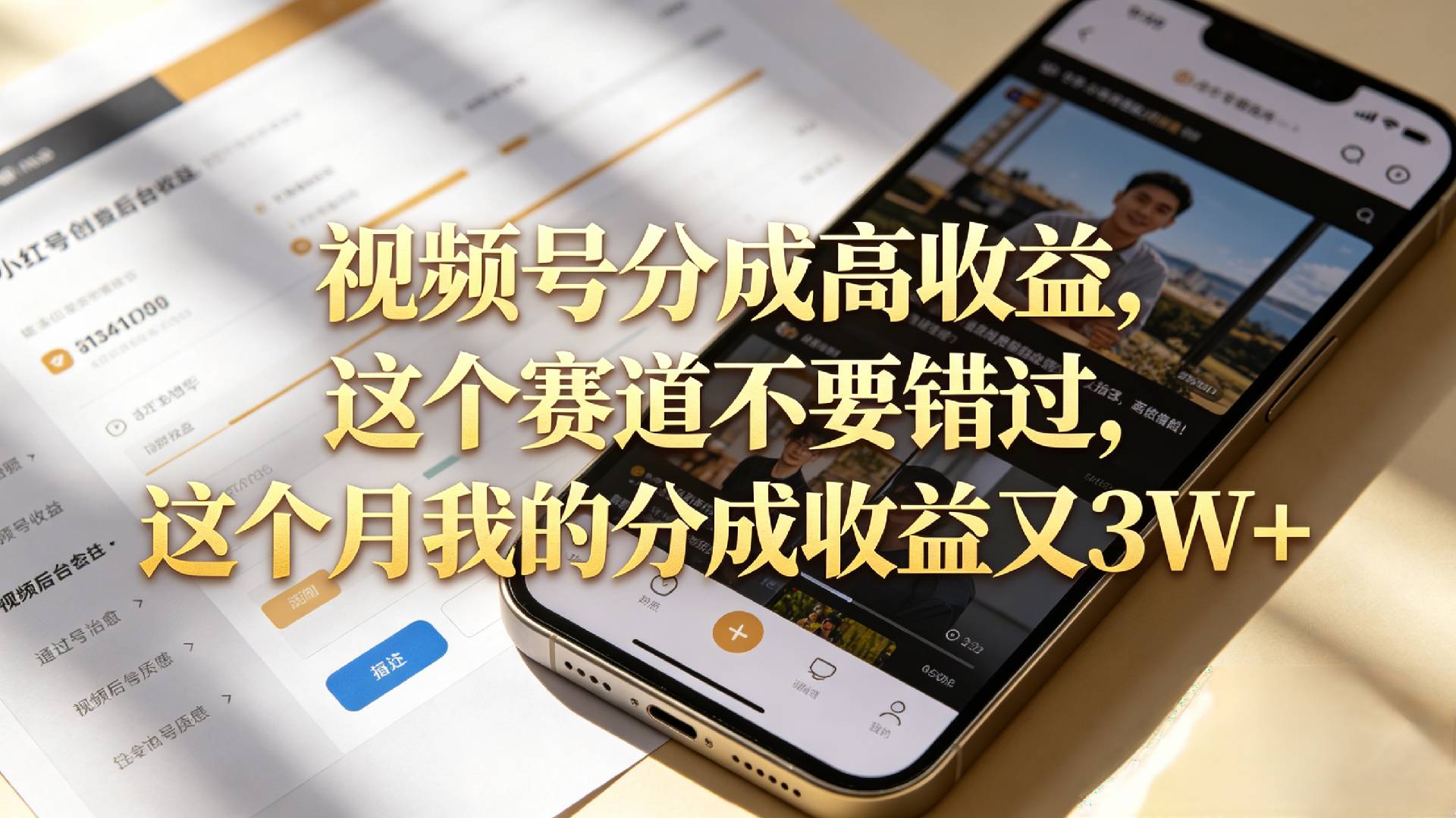 想要【视频号分成高收益】，这个赛道不要错过，这个月我的分成收益又3W+-我爱项目网