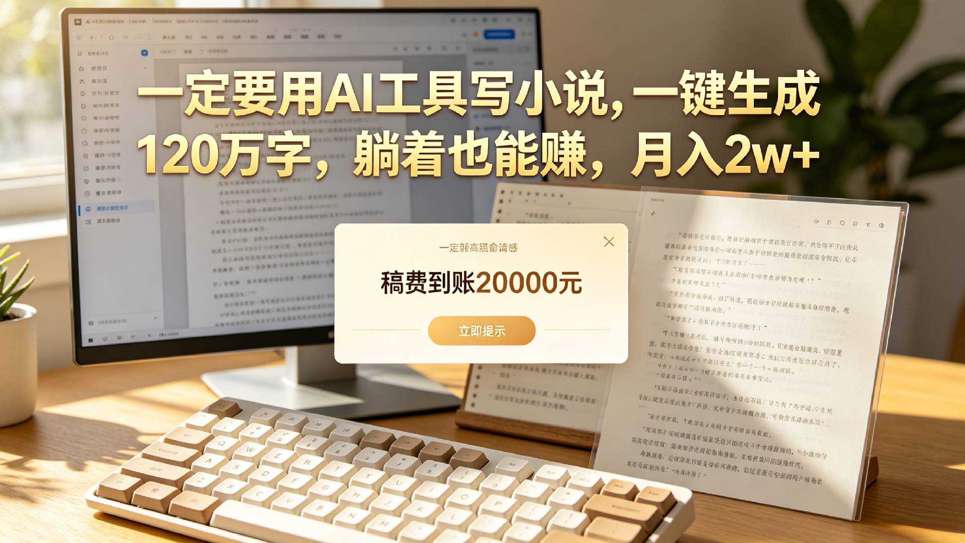 【听劝】一定要用AI工具写小说,一键生成120万字,躺着也能赚,月入2w+-我爱项目网