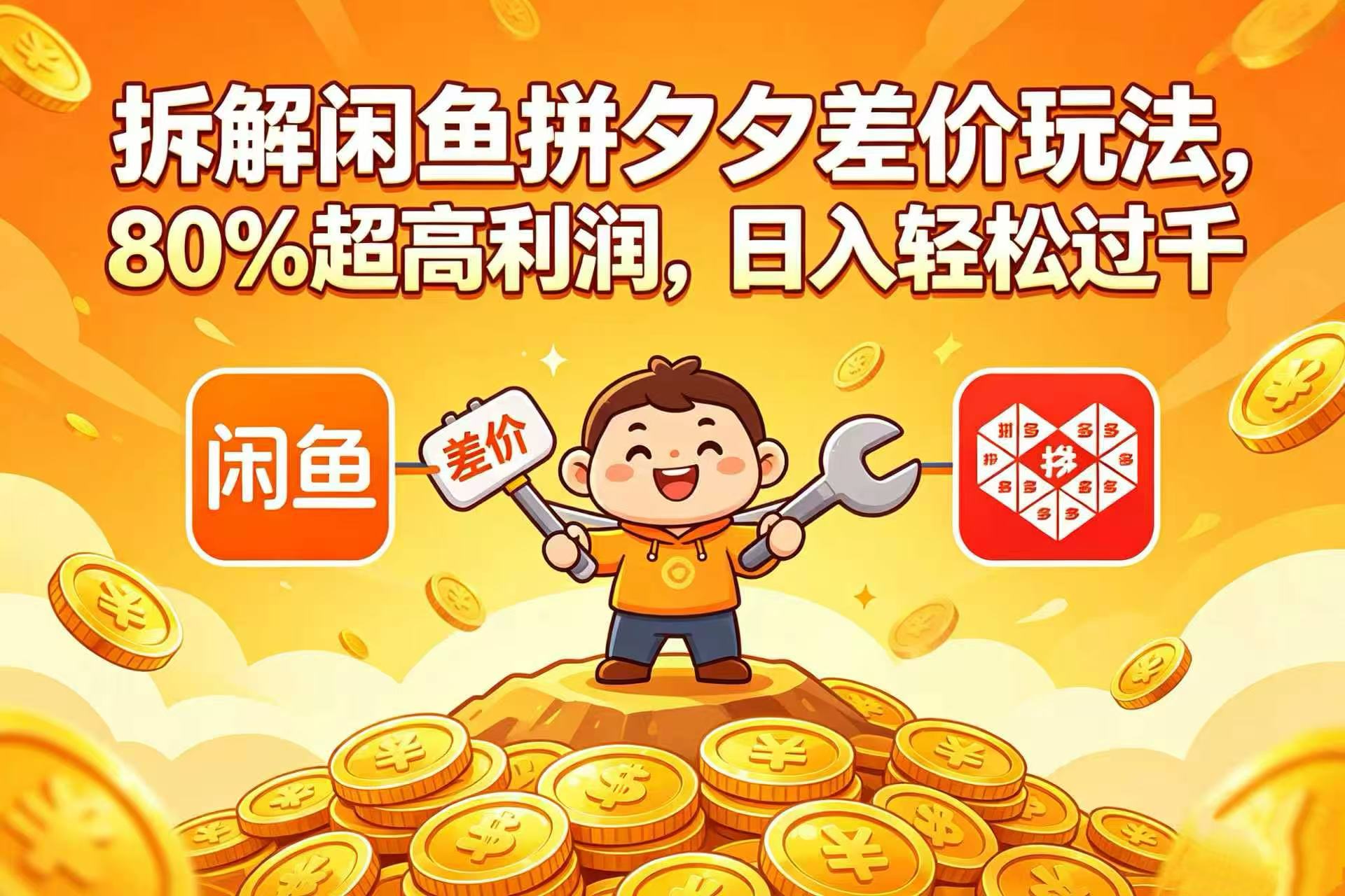拆解闲鱼拼夕夕差价玩法,80% 超高利润,日入轻松过千-我爱项目网