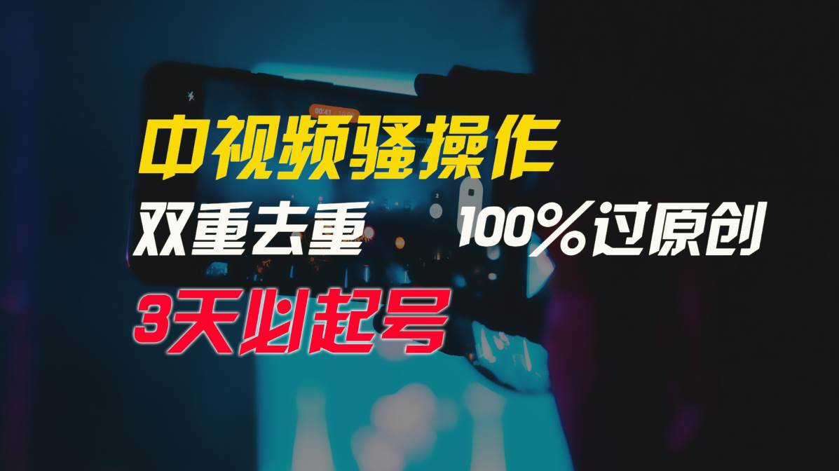 中视频骚操作，双重去重100%过原创，3天比必起号，简单无脑，月入3W+-我爱项目网