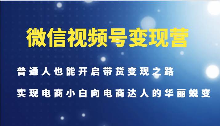 微信视频号变现营-普通人也能开启带货变现之路，实现电商小白向电商达人的华丽蜕变-我爱项目网