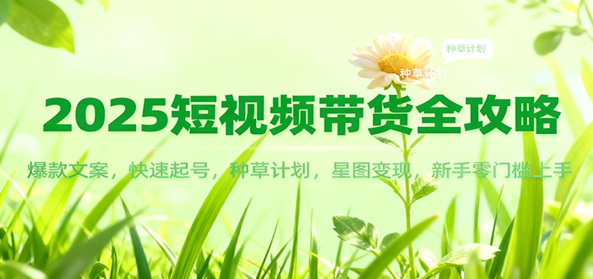 2025短视频带货全攻略：爆款文案，快速起号，种草计划，星图变现，新手零门槛上手-我爱项目网