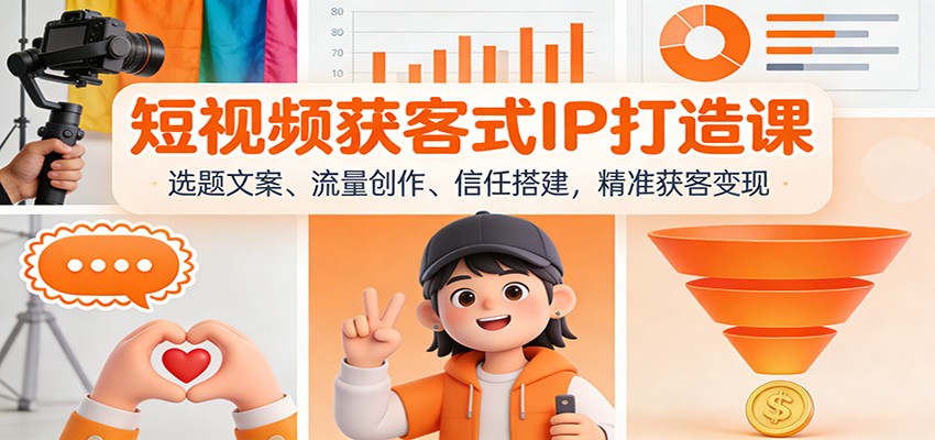 短视频获客式IP打造课：选题文案、流量创作、信任搭建，精准获客变现-我爱项目网