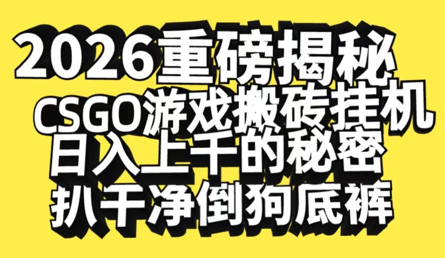 2026开年重磅解密，CSGO游戏搬砖挂机日入上千的秘密，把倒狗的底裤扒干-我爱项目网