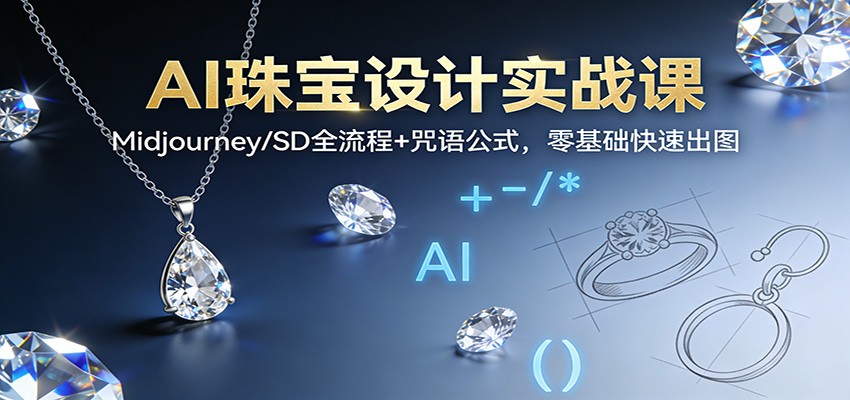 AI珠宝设计实战课：Midjourney/SD全流程+咒语公式，零基础快速出图-我爱项目网