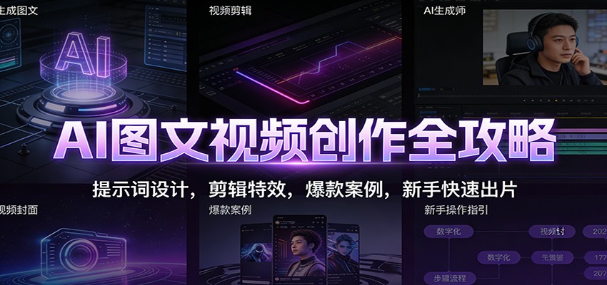 AI图文视频创作全攻略：提示词设计，剪辑特效，爆款案例，新手快速出片-我爱项目网