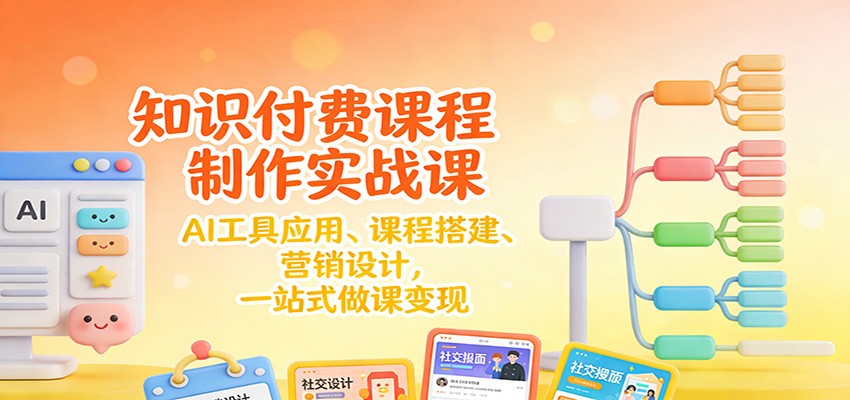 知识付费课程制作实战课：AI工具应用 、课程搭建、营销设计，一站式做课变现-我爱项目网