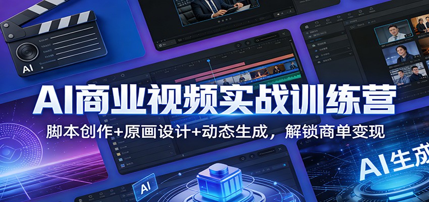 AI商业视频实战训练营：脚本创作+原画设计+动态生成，解锁商单变现-我爱项目网