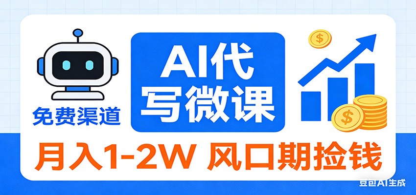 2026告别打工！AI 代写微课，提供免费渠道，月入 1-2W 风口期捡钱-我爱项目网