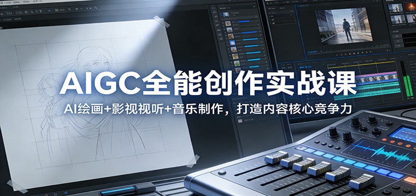AIGC全能创作实战课：AI绘画+影视视听+音乐制作，打造内容核心竞争力-我爱项目网