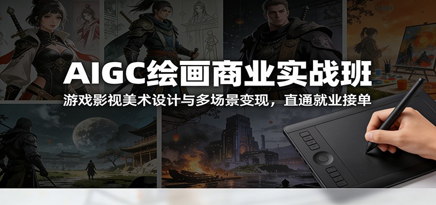 AIGC绘画商业实战班：游戏影视美术设计与多场景变现，直通就业接单-我爱项目网
