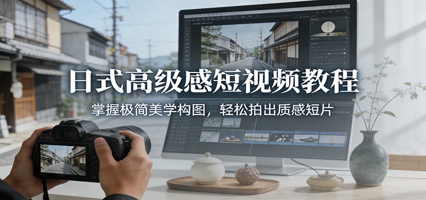 日式高级感短视频教程：掌握极简美学构图，轻松拍出质感短片-我爱项目网