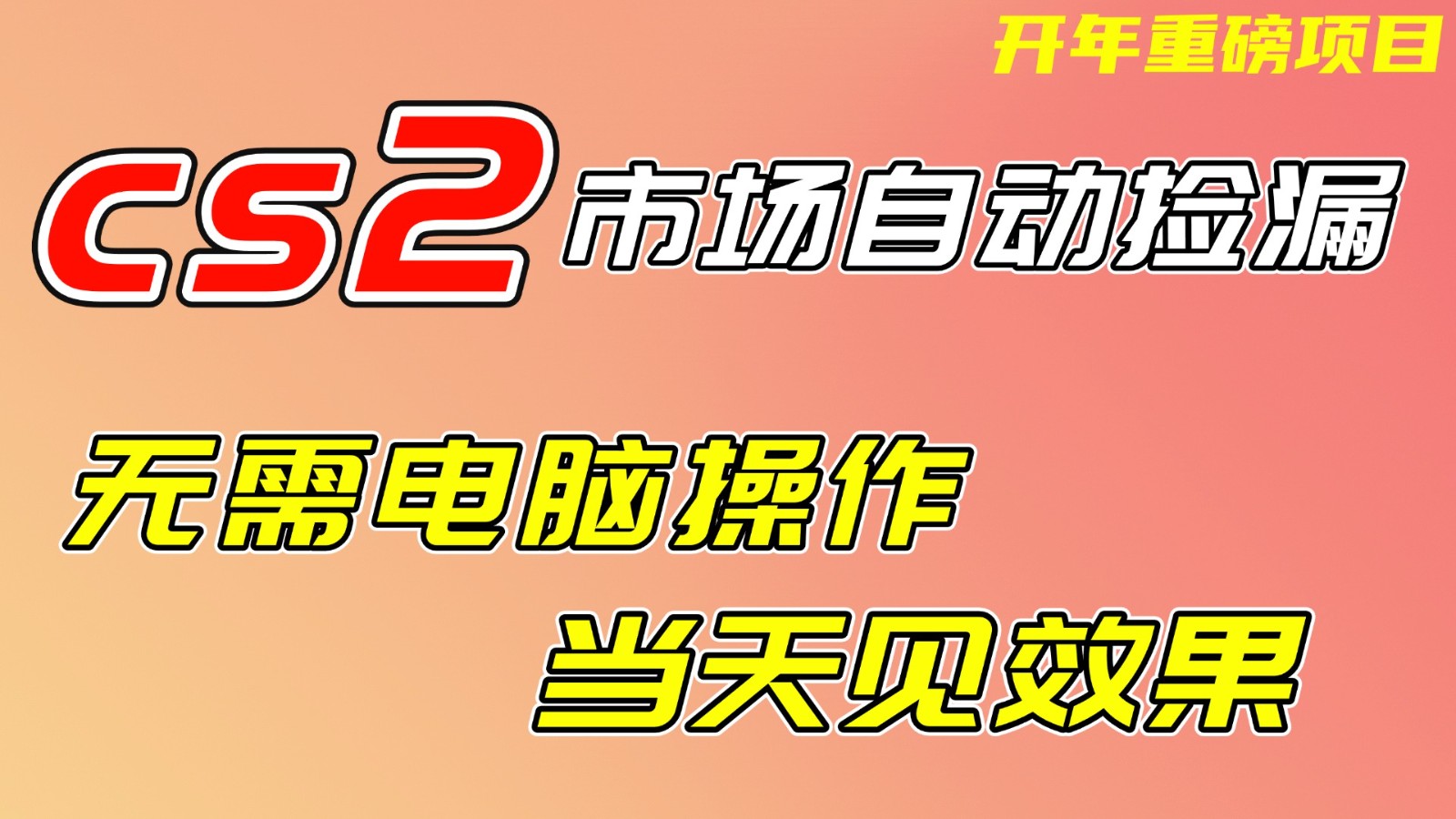 CS2市场挂机项,无需电脑操作,无需进入游戏,当天见效果,支持任何形式验证-我爱项目网