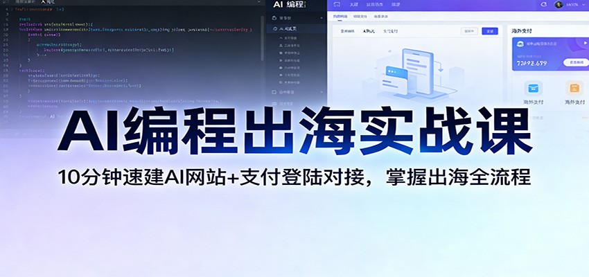 AI编程出海实战课：10分钟速建AI网站+支付登陆对接，掌握出海全流程-我爱项目网