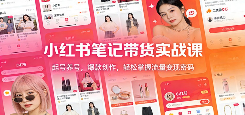 小红书笔记带货实战课：起号养号，爆款创作，轻松掌握流量变现密码-我爱项目网