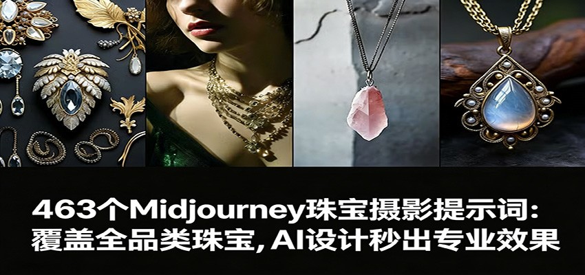 463个Midjourney珠宝摄影提示词：覆盖全品类珠宝，AI设计秒出专业效果-我爱项目网