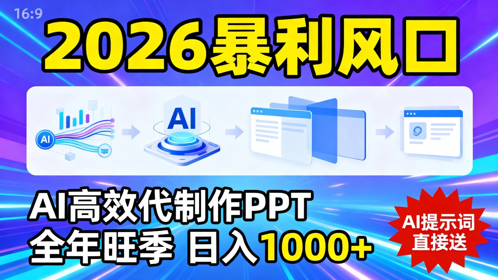 2026暴利！用AI高效代制作 PPT，全年旺季，日入 1000+，提示词直接送！-我爱项目网