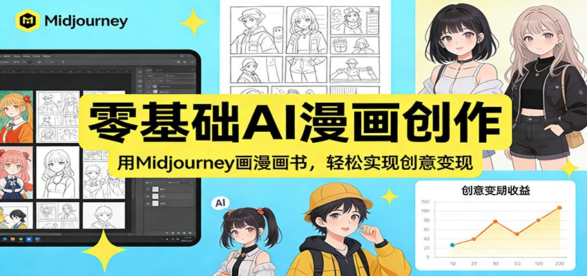 零基础AI漫画创作：用Midjourney画漫画书，轻松实现创意变现-我爱项目网