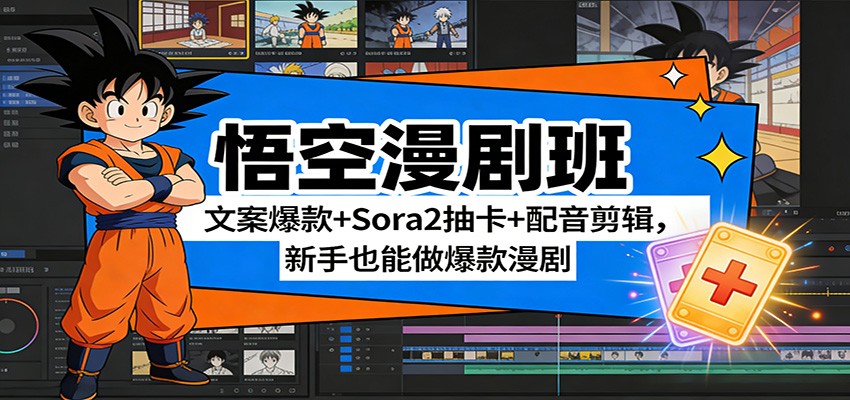 悟空漫剧班：文案爆款+Sora2抽卡+配音剪辑，新手也能做爆款漫剧-我爱项目网