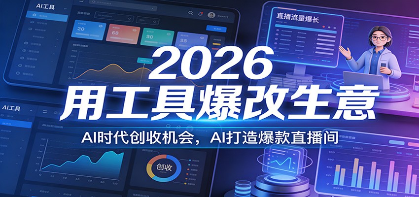 2026用工具爆改生意，AI时代创收机会，AI打造爆款直播间-我爱项目网