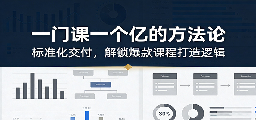 一门课一个亿的方法论：标准化交付，解锁爆款课程打造逻辑-我爱项目网