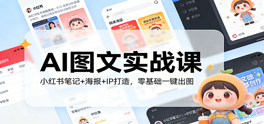 AI图文实战课：小红书笔记+海报+IP打造，零基础一键出图-我爱项目网