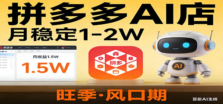 开一家拼多多AI店，月稳定1-2W，目前旺季，风口期！-我爱项目网
