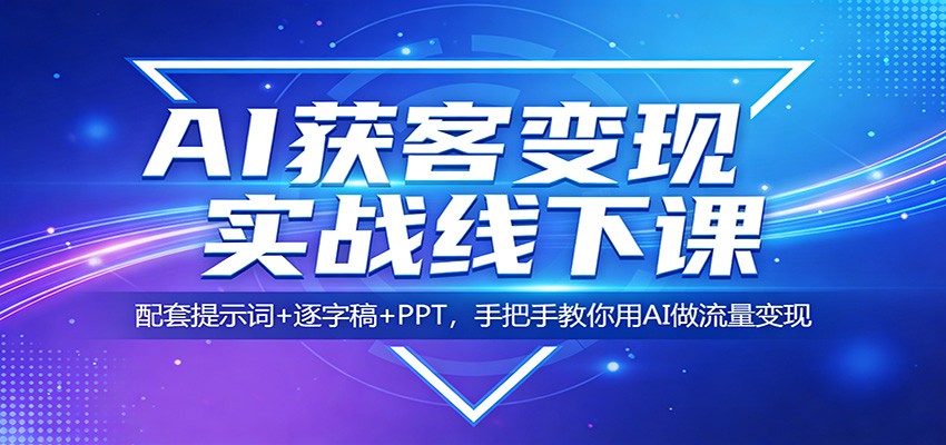 AI获客变现实战线下课：配套提示词+逐字稿+PPT，手把手教你用AI做流量变现-我爱项目网