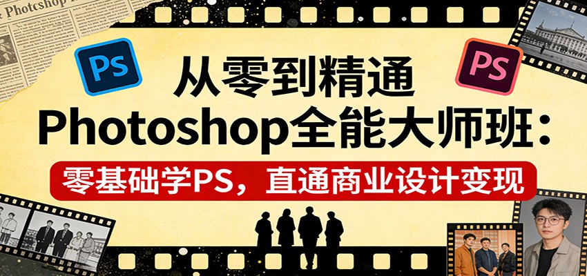 从零到精通Photoshop全能大师班：零基础学PS，直通商业设计变现-我爱项目网