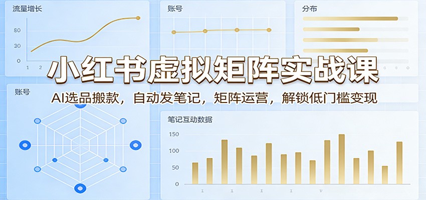 小红书虚拟矩阵实战课：AI选品搬款，自动发笔记，矩阵运营，解锁低门槛变现-我爱项目网