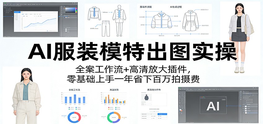 AI服装模特出图实操：全案工作流+ 高清放大插件，零基础上手一年省下百万拍摄费-我爱项目网