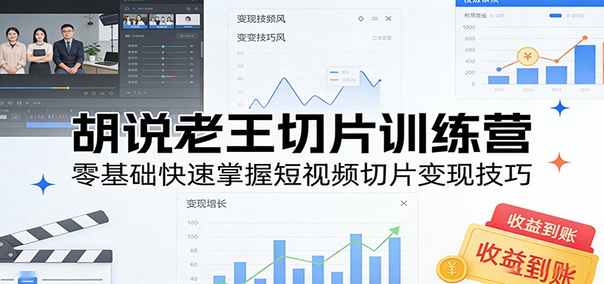 胡说老王切片训练营，零基础快速掌握短视频切片变现技巧-我爱项目网