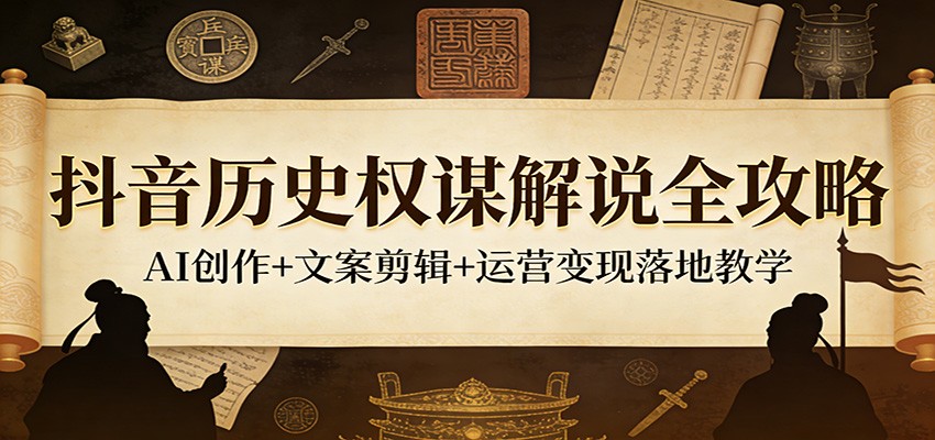 抖音历史权谋解说全攻略：AI创作+文案剪辑+运营变现落地教学-我爱项目网