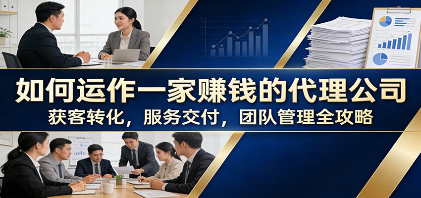 如何运作一家赚钱的代理公司：获客转化，服务交付，团队管理全攻略-我爱项目网