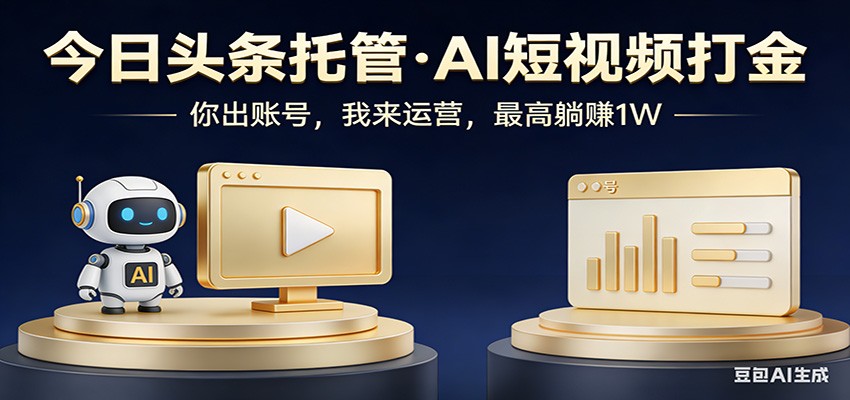 头条号AI托管，我提供作品，你提供账号，每天5分钟发布，小白躺赚3000+-我爱项目网