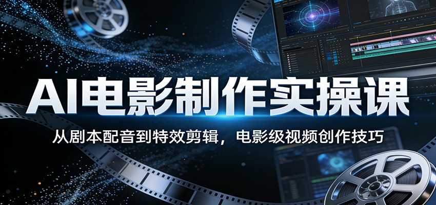 AI电影制作实操课：从剧本配音到特效剪辑，电影级视频创作技巧-我爱项目网
