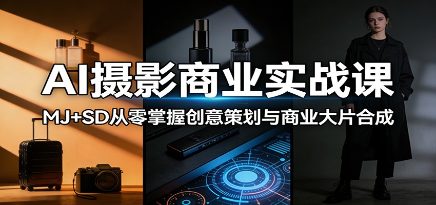 AI摄影商业实战课:MJ+SD从零掌握创意策划与商业大片合成-我爱项目网