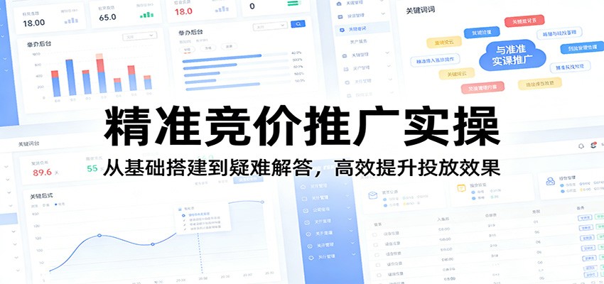 精准竞价推广实操：从基础搭建到疑难解答，高效提升投放效果-我爱项目网