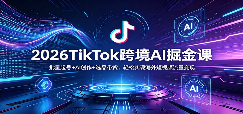 2026TikTok跨境AI掘金课：批量起号+AI创作+选品带货，轻松实现海外短视频流量变现-我爱项目网